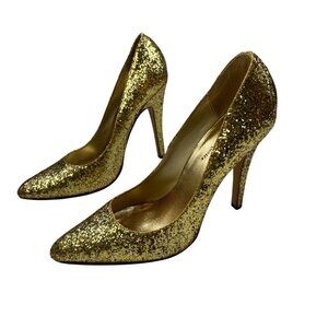 Charlotte Russe Gold Glitter High Heels Pointed Toe Slip On Size 9